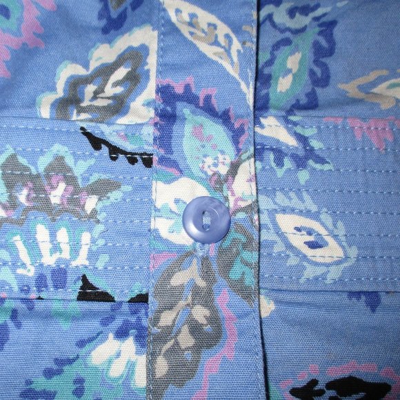 SIGRID OLSEN Blue Floral Pattern Button Shirt 3/4 Sleeves - Picture 6 of 7